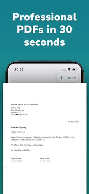 School Excuse Notes - Excuso Screenshot 1